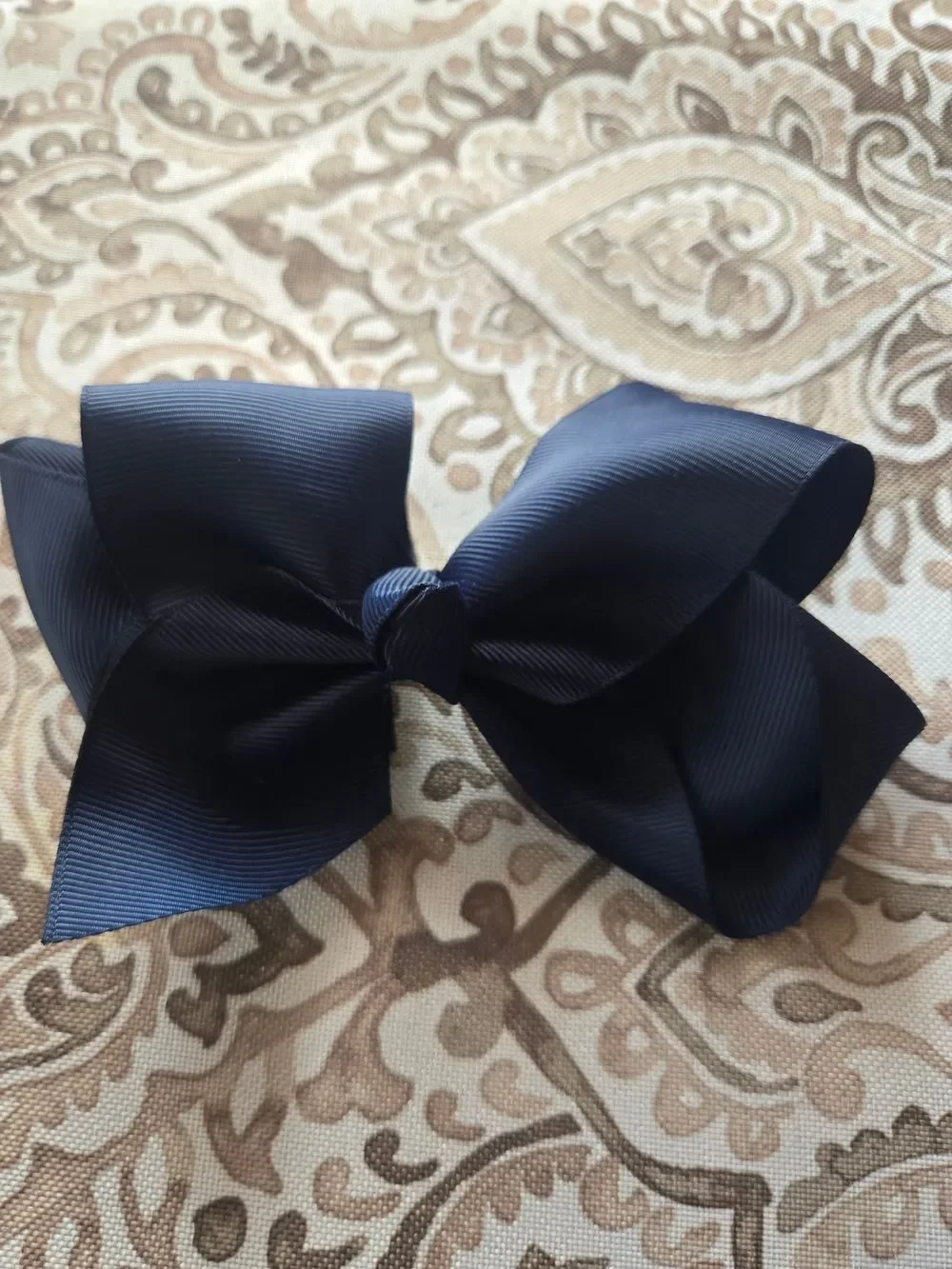 Girls Navy Grosgrain Bow & Brown Leopard Print Hair Bow Set